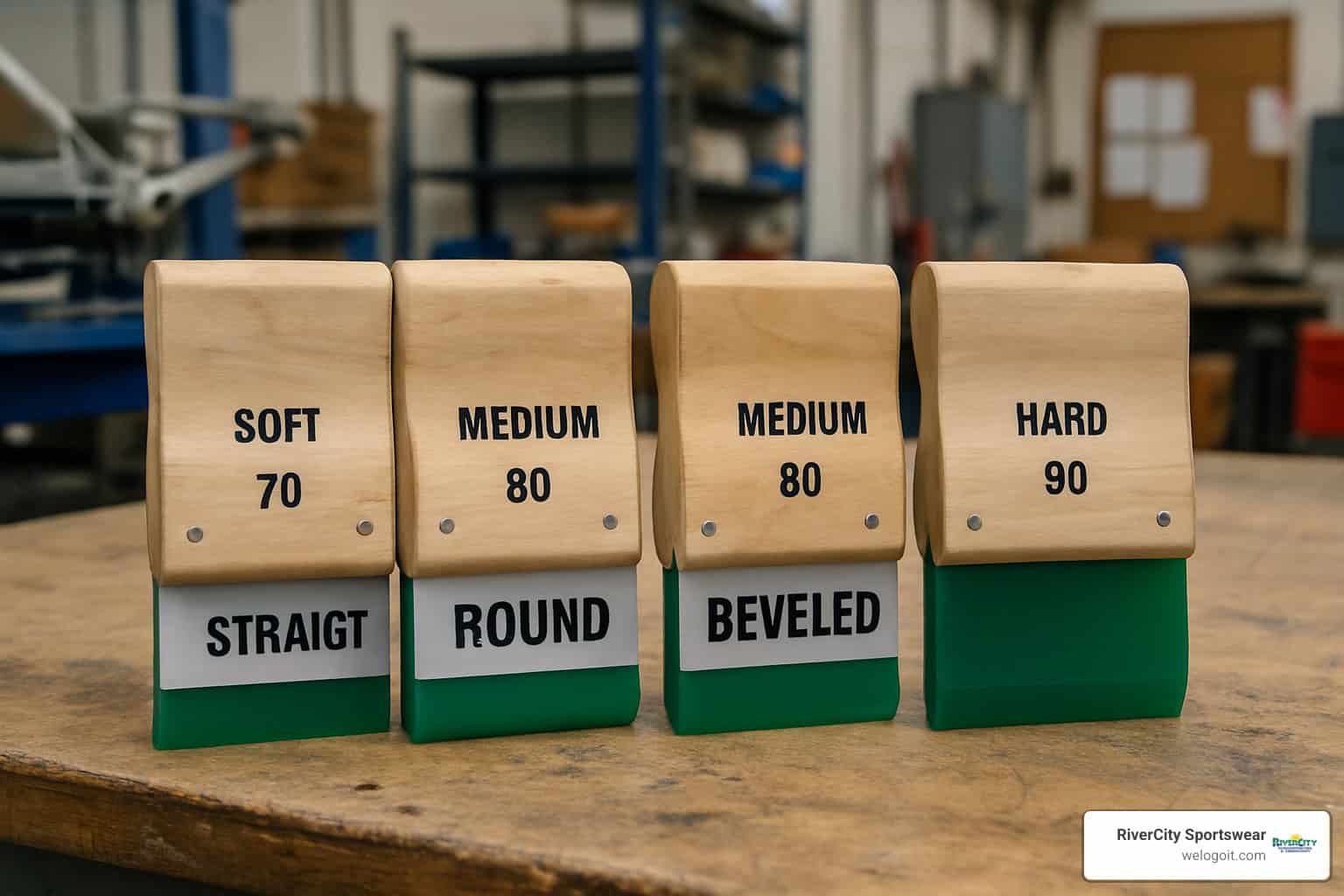 different squeegee edge profiles and durometers - materials used in silkscreen printing
